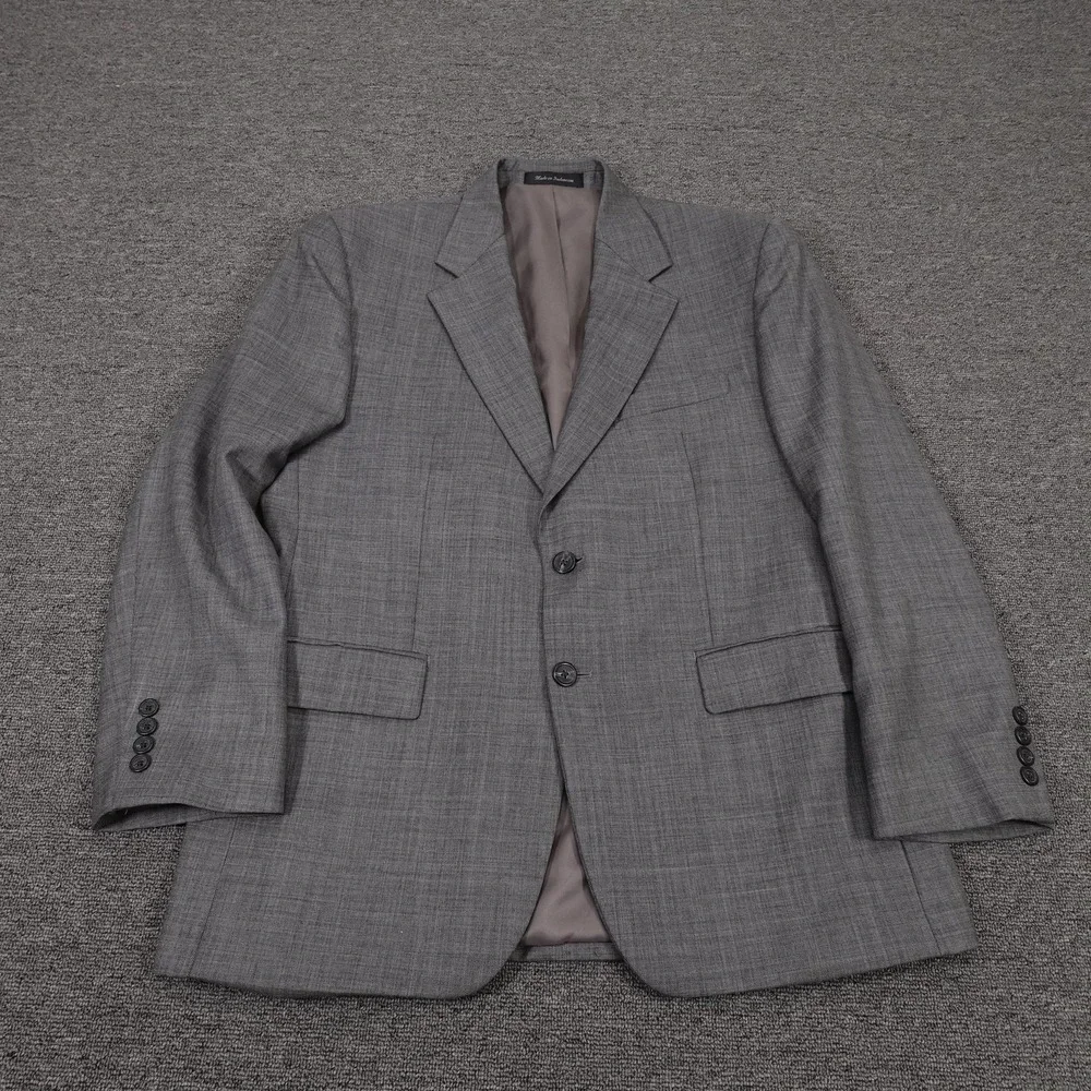 Chaps Blazer Mens 40S Gray Check Wool Suit Jacket 2 Button Business Formal